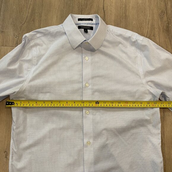 Banana Republic Slim Fit Non-Iron Dress Shirt — Blue Mini Grid (Men’s M) - Picture 10 of 10